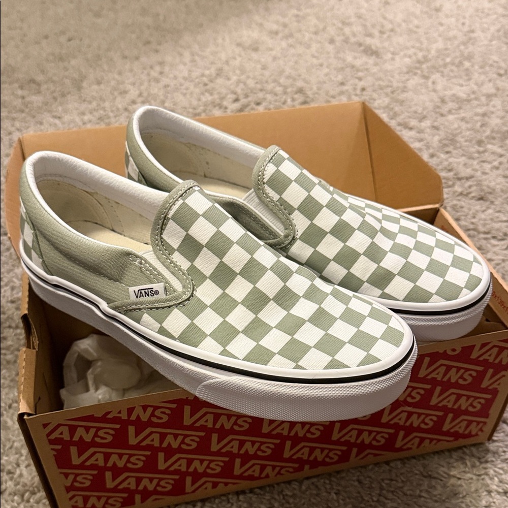 Vans Classic Slip-On Checkerboard Sneakers - Black and White